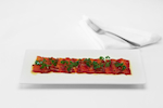 Beetroot cured ocean trout carpaccio.